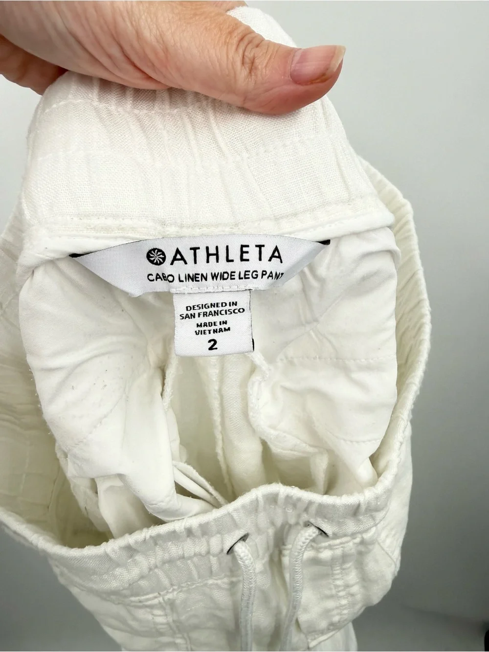 Athleta Cabo Wide Leg Linen White Women's Pants Size 2
